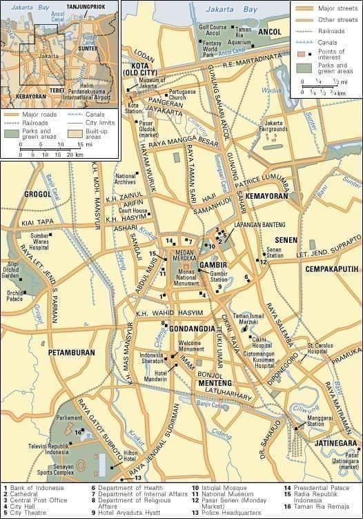 Mappa del centro di Jakarta