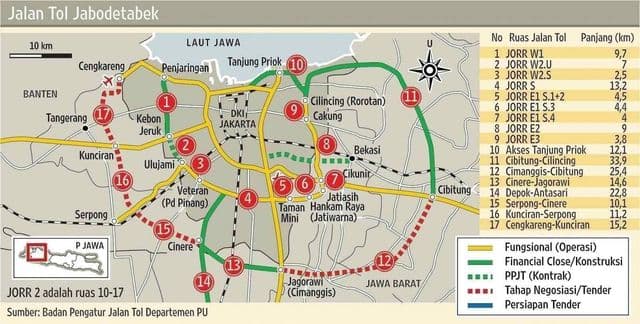 Mappa delle strade di Jakarta