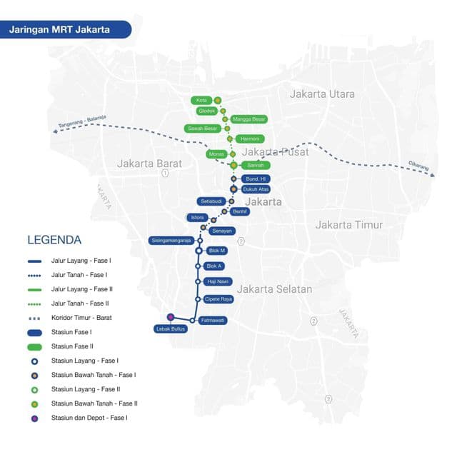 Mappa delle stazioni della metropolitana di Jakarta