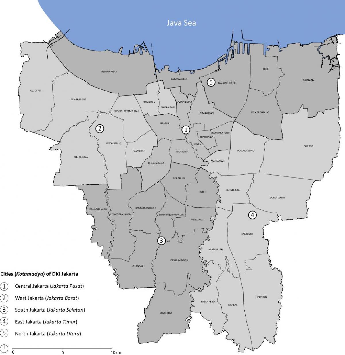 Mappa del distretto di Jakarta