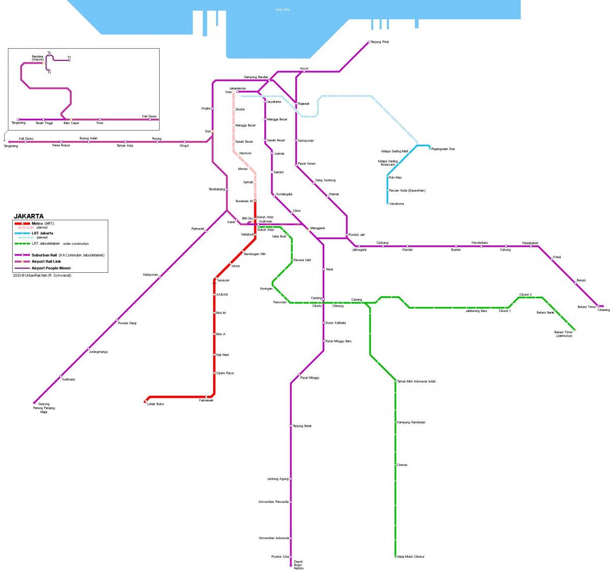 Mappa delle stazioni ferroviarie di Jakarta